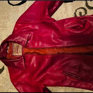 Red Heavy Thick Leather Jacket
